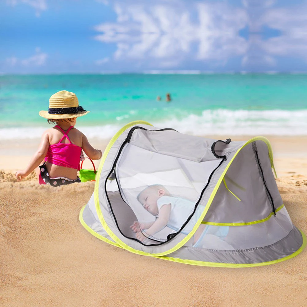 

Folding Kids/Baby Beach Tent Mini Breathable Zippers Mosquito Net Playhouse Sun Shade Awning Castle Tear Resistant Indoor