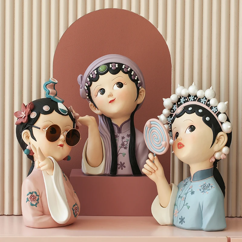 

Room Decor Beijing Opera Girl Desktop Art Ornaments Statuette Figurines Interior Office Accessories Flavoring Home New Year Gift