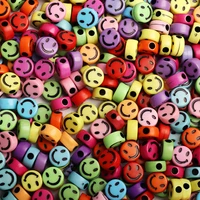 200pcs 47mm washed smiling face mixed color round shape acrylic beads for make bracelet necklace jewelry accessories