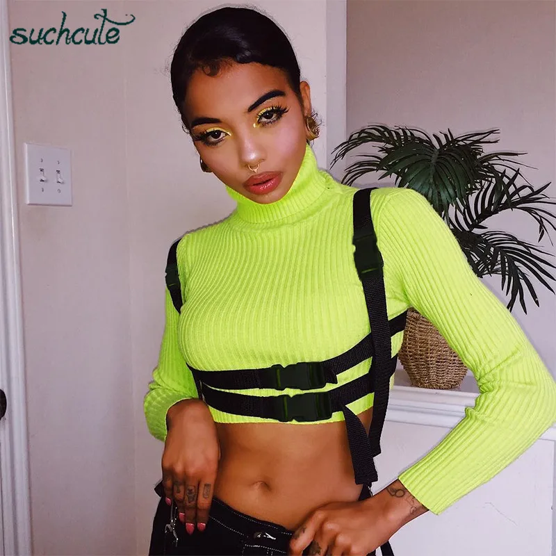 SUCHCUTE Noen футболка для женщин Longslive Modis Harajuku женская футболка Водолазка Осень корейский стиль женские Топы Одежда