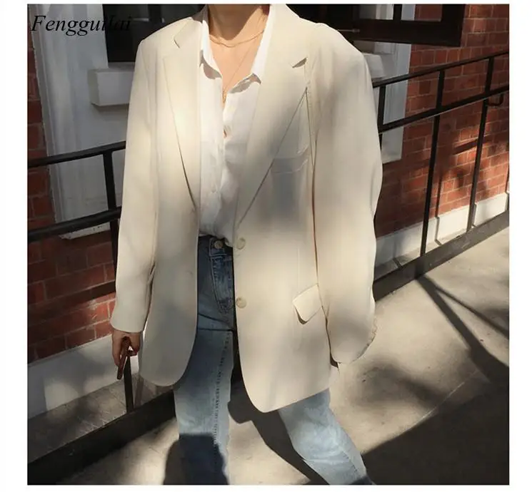

Loose Outerwear Women Suit Jacket Spring Summer Female Jacke 2020 Elegant Chic Single-Breasted Women Blazer Femme