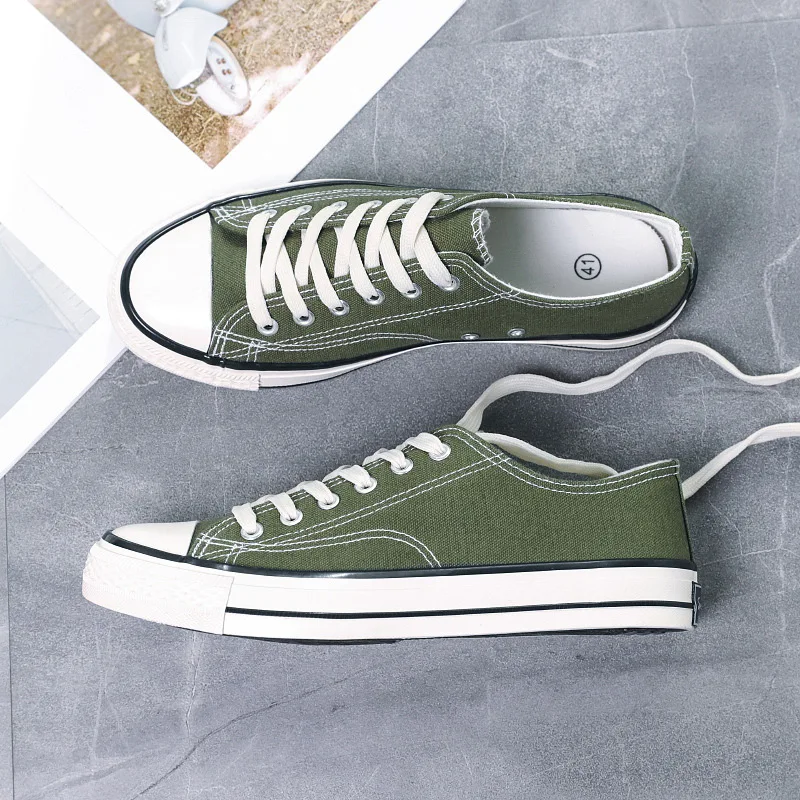 

Women Canvas Shoes Fashion Solid Color Men Vulcanized Shoes Lace-up Casual White boys Shoes Men Sneakers