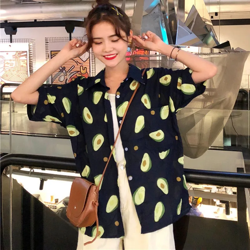 Повседневная Свободная блузка с коротким рукавом женская рубашка отложным