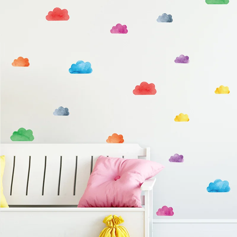 Eco-friendly Creative DIY Rainbow Cloud Planet Wall stickers for Kids room Kindergarten Baby Girl's Decals | Дом и сад