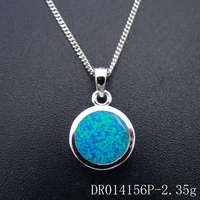 new design 100 925 sterling silver pendants round cut opal fine jewelry blue fire round opal pendants for women without chain