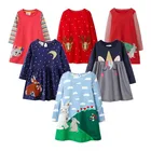 Детское Хлопковое платье с длинным рукавом, с принтом животных