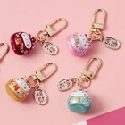 Милый японский брелок для ключей с кошкой на удачу, подвеска для ключей, брелок для автомобиля, украшение с водяным звуком, подвеска, Airpods для Samsung Buds Live