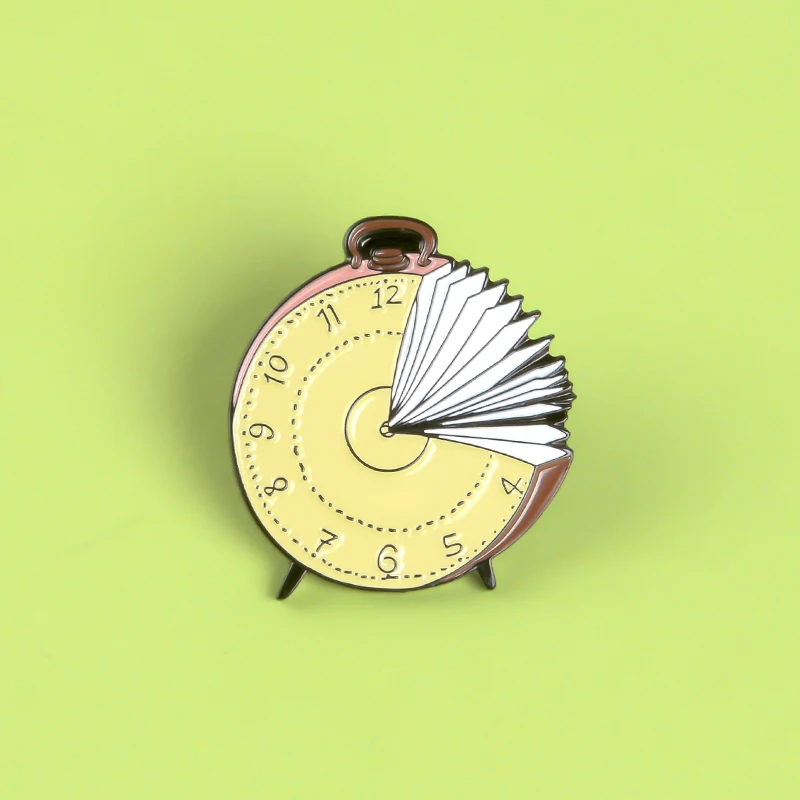 Reading Time Enamel Pins Book Alarm Clock Cartoon Backpack Bags Hats Leather jeckets Decoration Accessories Gift for reader | Украшения и