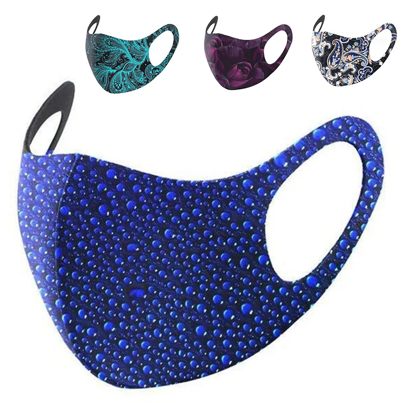 

2021 New Unisex Multi-Color Printing Mask Breathable Ice Silk Cotton Reusable Washable Face Mask Women Men Anti-Dust Masks