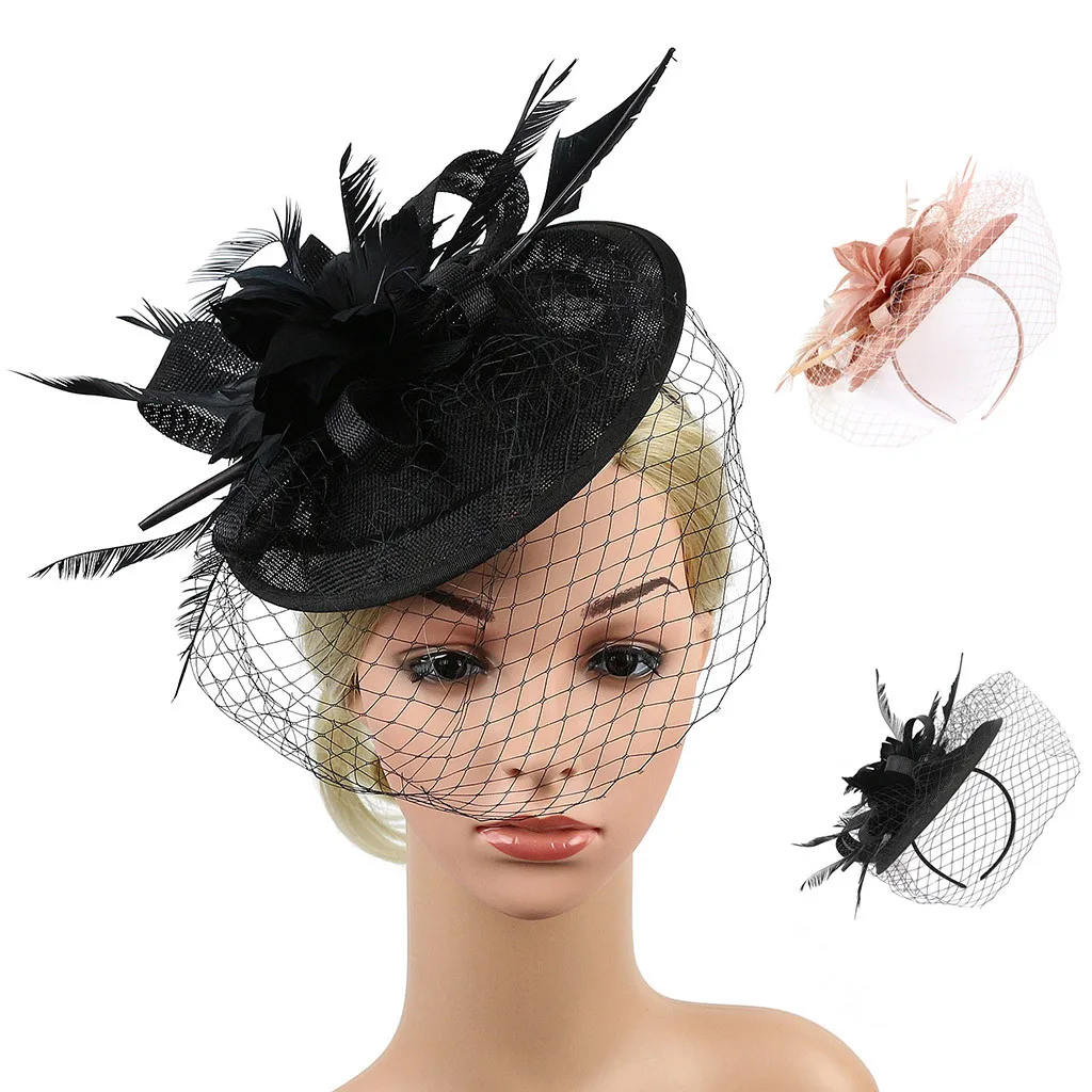 Женская Вуалетка с зажимом для волос и перьями свадебная Повседневная шляпа