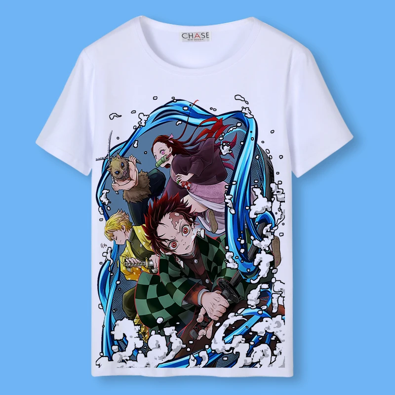 Футболка для косплея с изображением рассекающего демонов топ круглым вырезом и