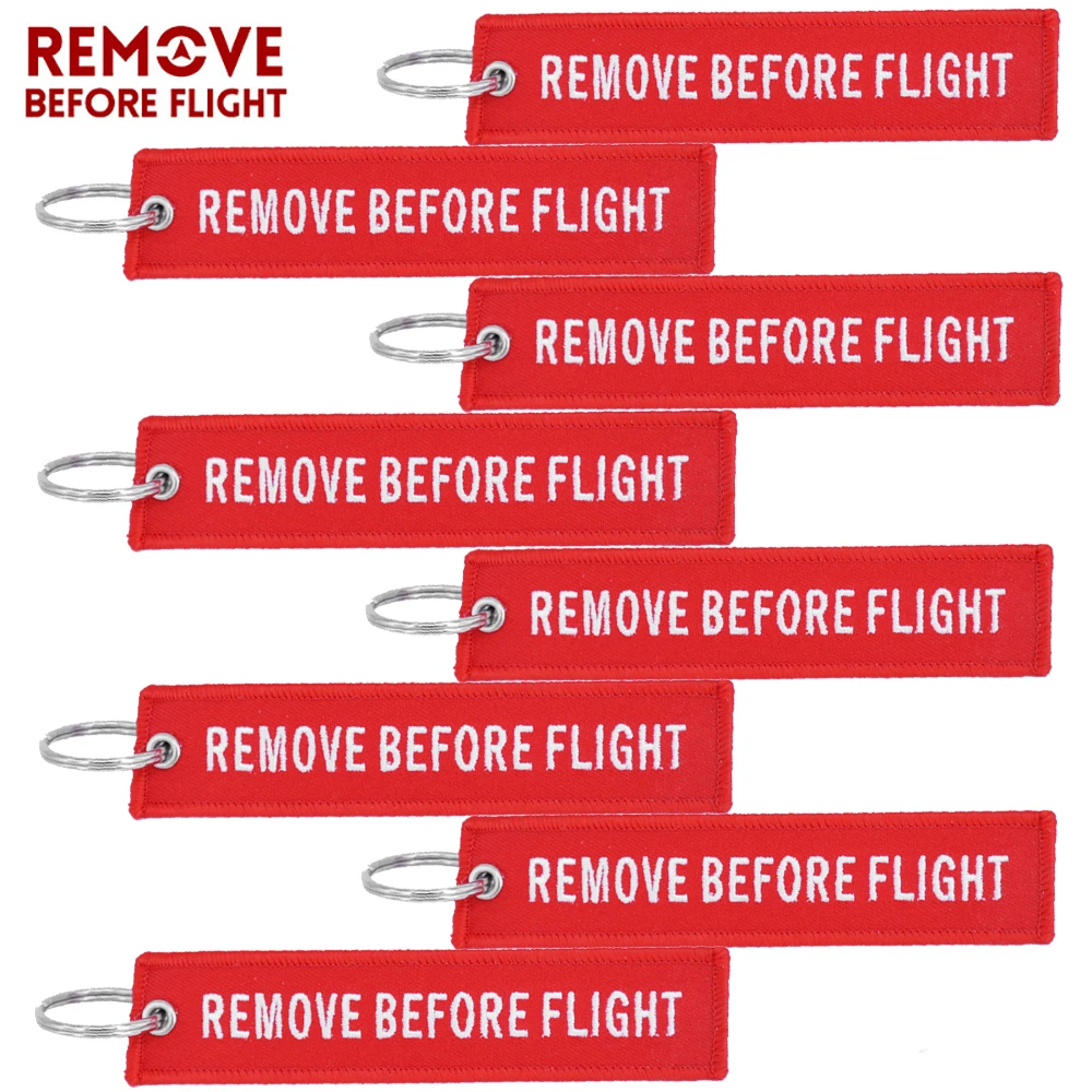 8 PCS Keychain Remove Before Flight Aviation Gifts Tag Keychains for Motorcycles and Cars Key Fobs OEM Chain Keychain Jewelry