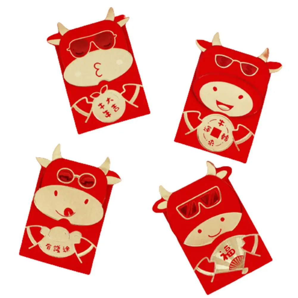 

16Pcs/Set Cartoon Red Envelope Packet Lovely Cow Thickened Specialized Money Bag Cute Cow Pattern Chinese Red Envelope Paper