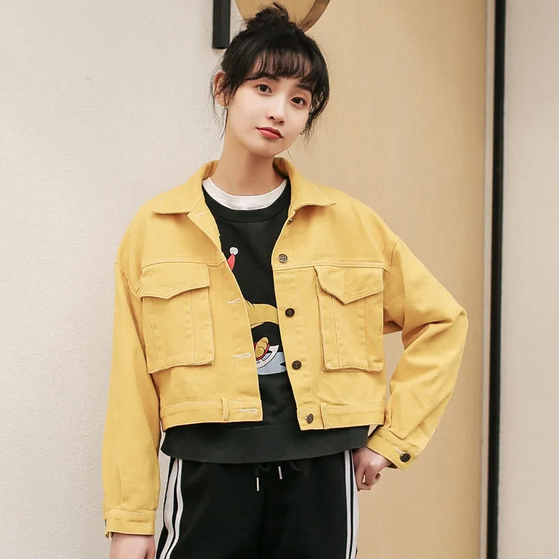 

Женская джинсовая куртка, короткие пальто, Корейская повседневная одежда, тонкая Свободная куртка, дикие Короткие пальто, модные топы, джин...
