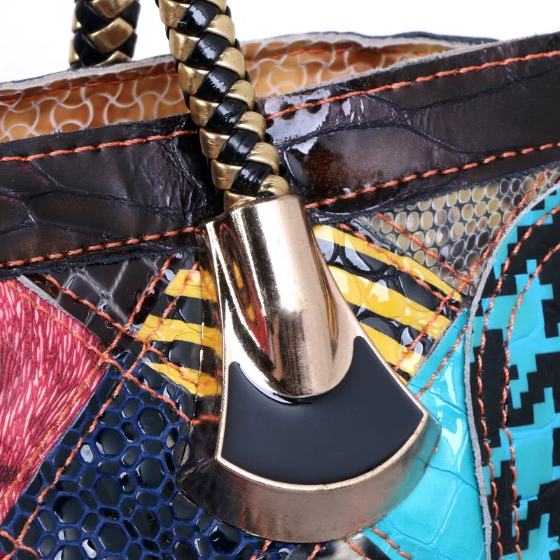 

100% women's single shoulder bag snake leather cross body handbag splicing contrast paint leather small postman bag women