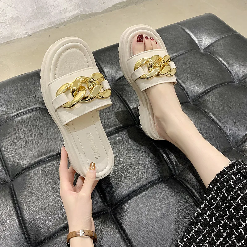 

Female Shoes Slippers Soft Slides Platform Fashion Med 2021 Comfort Luxury Flat Rome PU Female Shoes Med Slippers Soft Slides Pl
