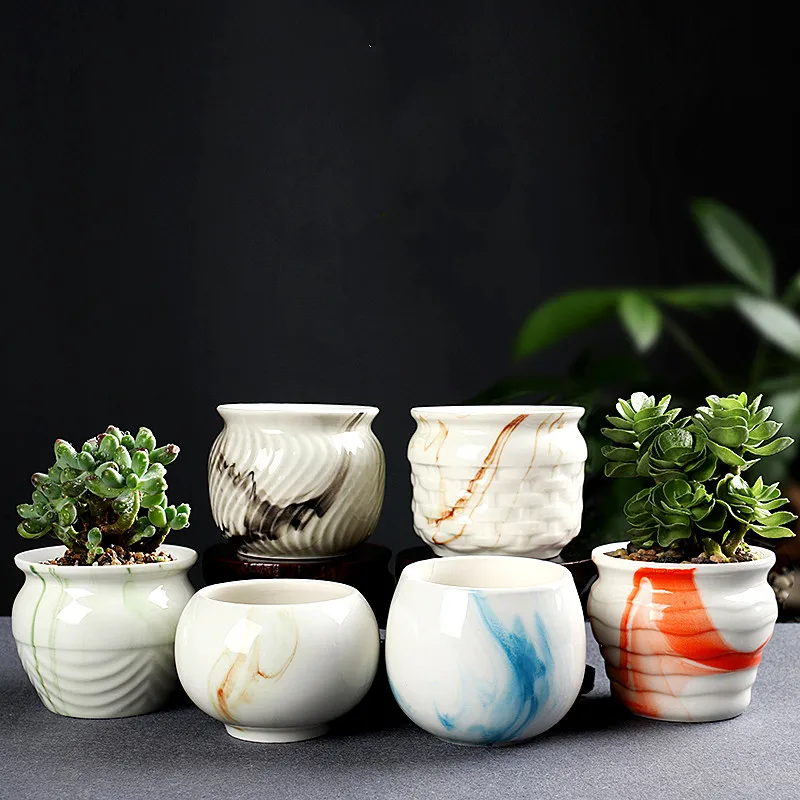 Керамический цветочный горшок в китайском стиле классический мясистый для