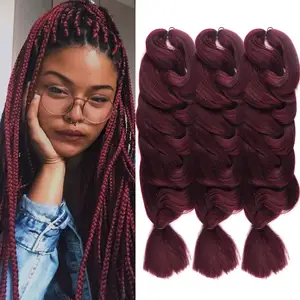 XCCOCO синтетические косички, волосы с эффектом деграде (переход от высокого Temperature84 Дюймов 165 гупак. бордовый блондинка, на крючках, косички, накладные волосы на заколке для Для женщин