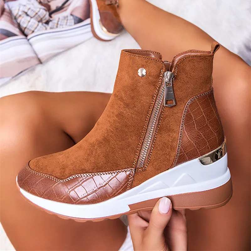 

New Winter Women Shoes Fashion Casual Woman Shoes Comfortable Zipper Sneakers Waterproof High Top Platform Ladies Shoes