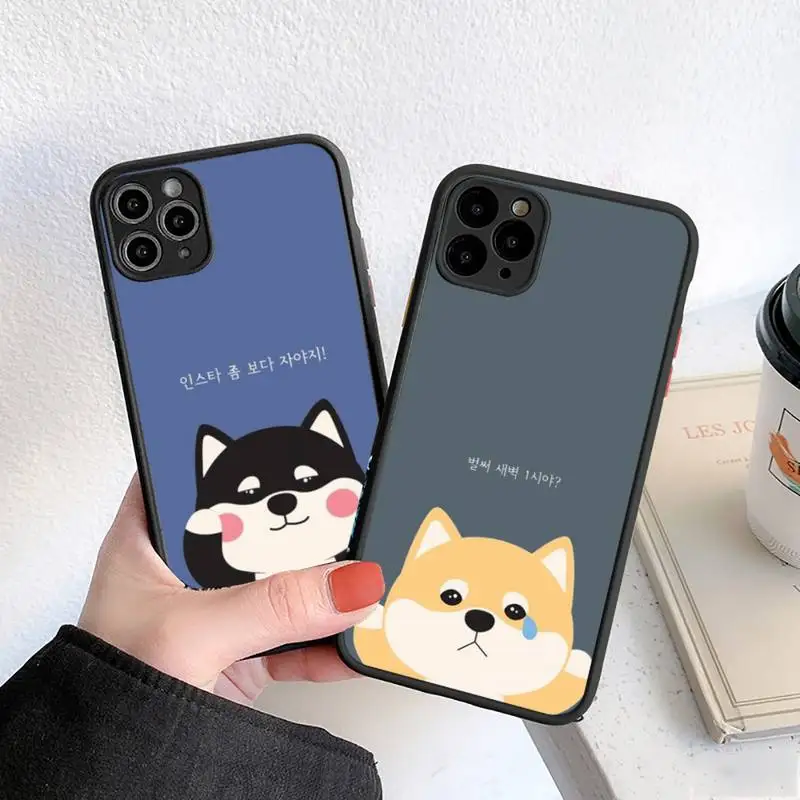 

corgi cute Japanese cartoon Phone Case matte transparent For iphone 7 8 11 12 plus mini x xs xr pro max cover