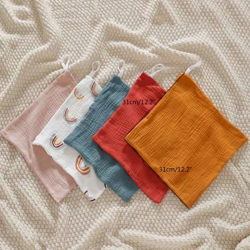 

5 Pcs Baby Facecloth Baby Bath Towel Handkerchief Cotton Burp Cloth Soft Absorbent Gauze Kindergarten Washcloth