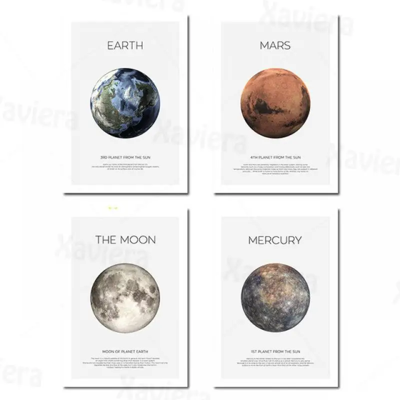 

Modern Decor Picture Planet Earth Moon Mars Mercury Poster Astronomy Space Canvas Print Painting Wall Art Home Living Room Mural