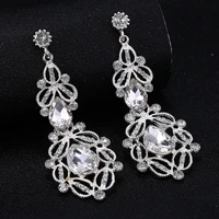 new long dangle bridal wedding earrings crystal blue gold color for women bar rhinestone drop earing fashion jewelry gifts