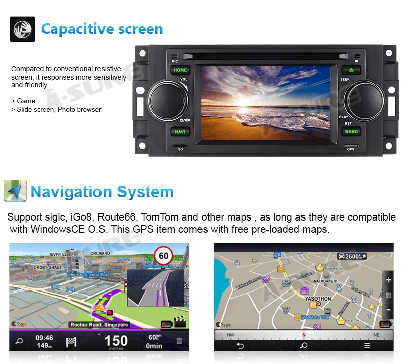 A sure Автомобильный мультимедийный плеер 5 дюймов Авто Радио Стерео DVD GPS Навигация