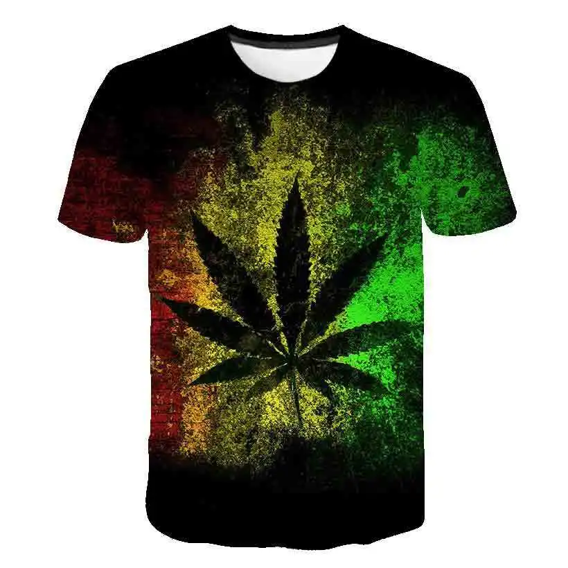 

New Hot 2021 Summer Casual 3D Colourful Maple Leaf Fashion Kids Boy Girl Black T Shirt Men Women Short Sleeve T-Shirt Tops Tees