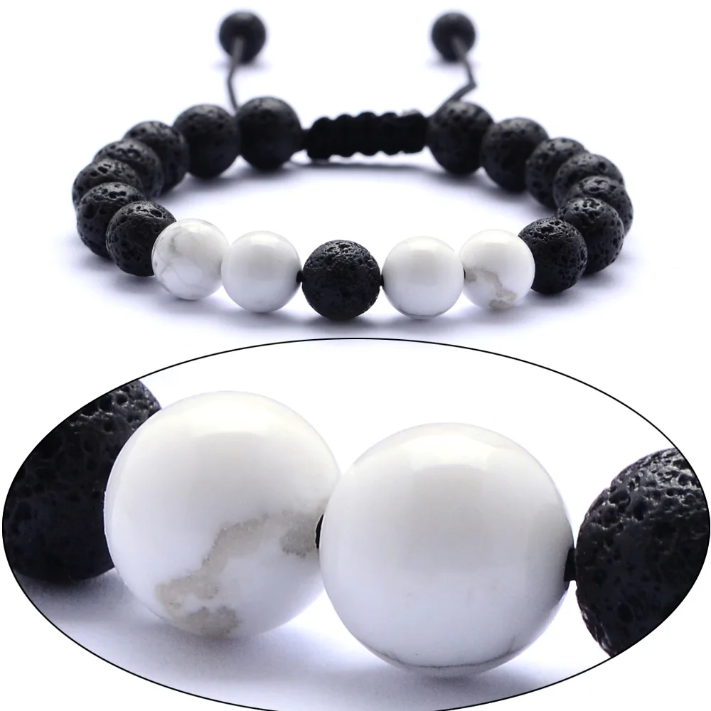 8mm Natural Howlite Black Lava Stone Bracelet DIY Aromatherapy Essential Oil Diffuser Women Men jewelry | Украшения и аксессуары