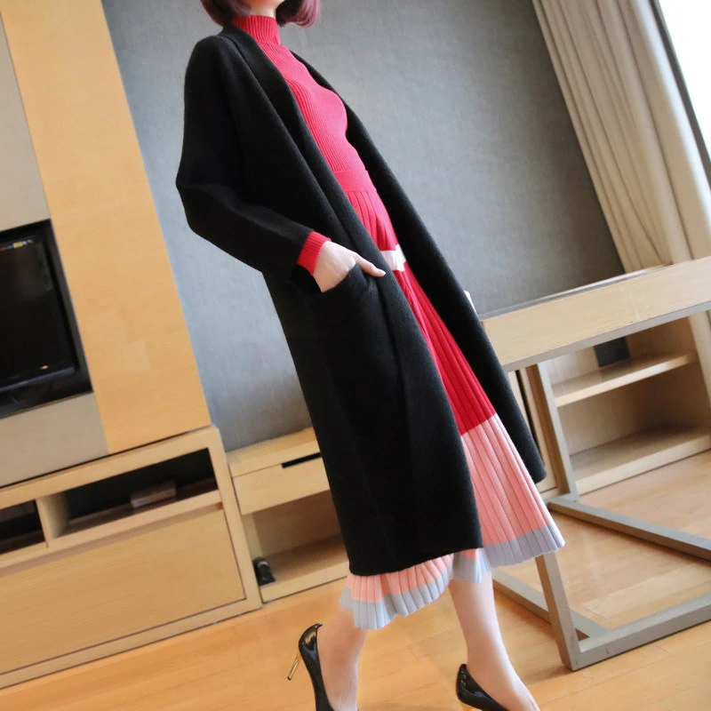 

Women Knitted Long Sleeve Sweater Cardigan for Female Women 2020 Spring Solid Overcoat Outwear Coats Long Cardigan Thick Warm