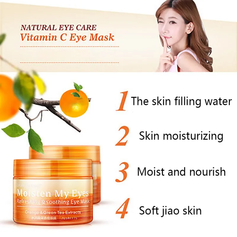 

Remove Dark Circle Moisturizer Bright Clear Eyes Anti-Puffiness Whitening Eye Care Orange Firming Eye Mask