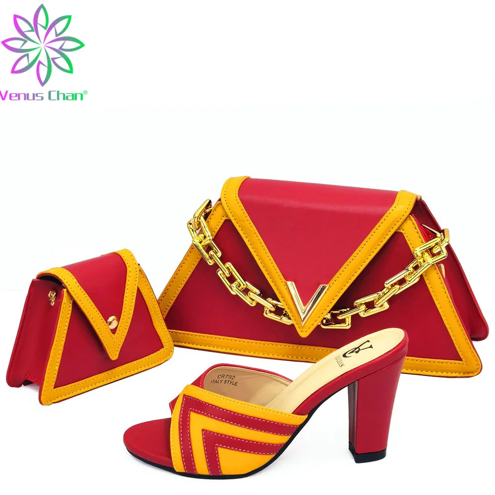 

Latest African Wedding Italian Shoe and Bag Sets Decorate Metal Decoration Shoes Woman High Heel ShoeS and Bag for Nigeria Party