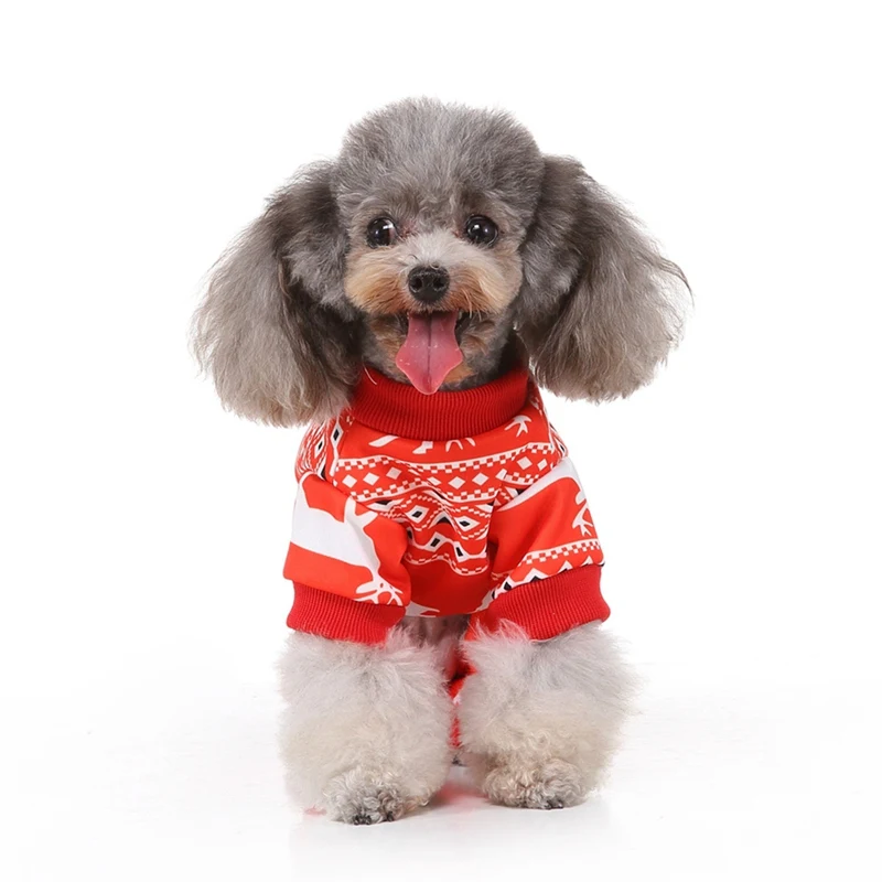 Pet Autumn And Winter Warm Clothes 4-legged Jumpsuit Christmas Elk Snowman Printed Sleepwear For Small Medium Dogs