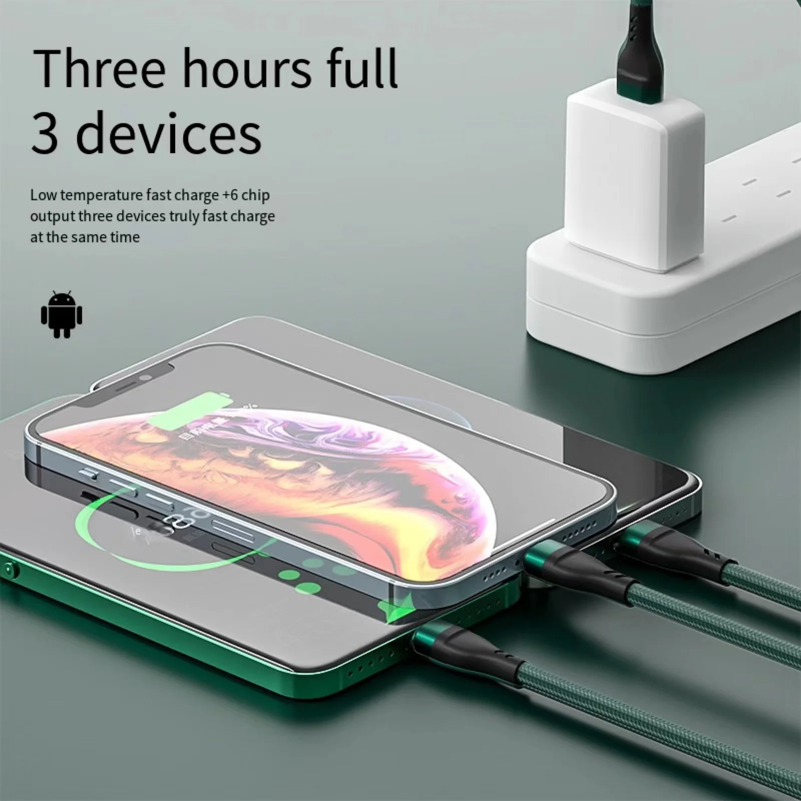 3in1 data usb cable for iphone fast charger charging cable for android phone type c xiaomi huawei samsung charger wire for ipad free global shipping