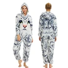 Пижама женская с капюшоном, Кигуруми для взрослых, в виде единорога, панды, кошки, комбинезон, теплая одежда для сна