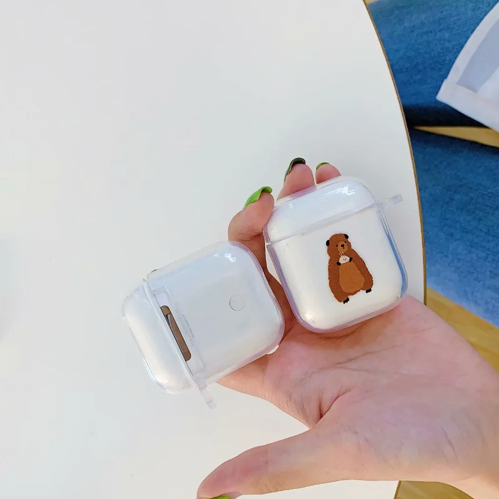 Для AirPods чехол с милым мультяшным медведем кроликом чехол для наушников s для Apple Airpods 2 ins стильный Забавный мягкий силиконовый защитный чехол