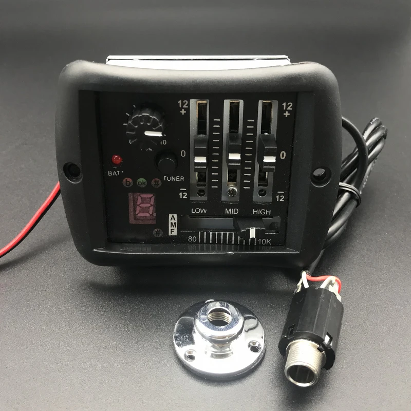 

10Set 4 Band Acoustic Guitar Preamp YMH Guitarra EQ Equalizer Piezo Pickup with Tuner System Endpin Jack Guitar Accessories