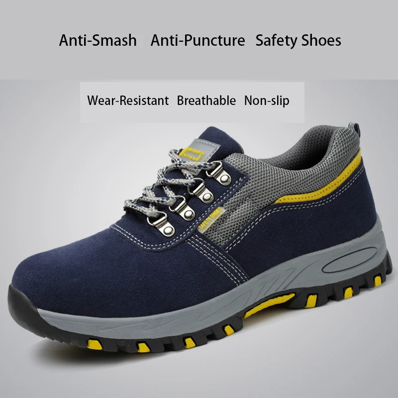 Labor Insurance Shoes Men's Four Seasons Steel Toe Caps Anti-Smashing Anti-Piercing Non-Slip Wear-Resistant Safety Work Shoes