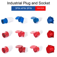16a32a 3p4p5p industrial plug socket ip44 waterproof male female electrical connector power connecting 220v 380v 415v