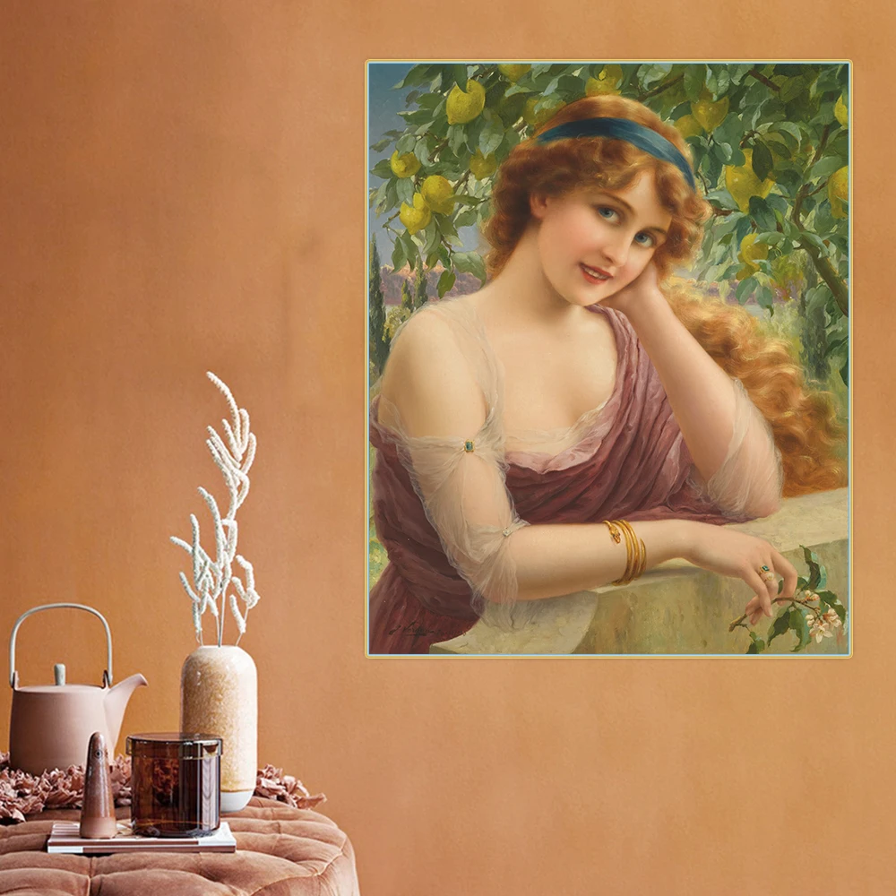 Цитон эмиле Вернон Girl девушка в лимонах Canvas Холст Картина маслом Очаровательная