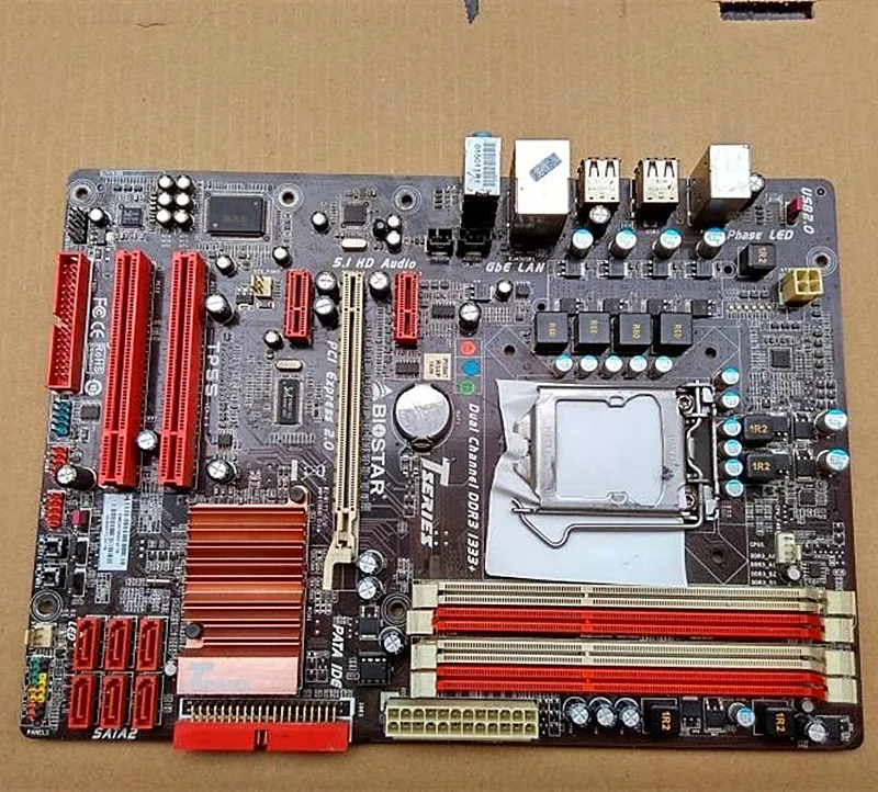 Для материнской платы BIOSTAR TP55 оригинальная б/у для настольного ПК P55 LGA 1156 i7 i5 i3 DDR3