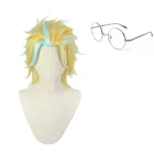 Парик для косплея Риндо хайтани из аниме Токио, с короткими волосами золотисто-синего цвета, с очками из синтетического волокна, шапочка для Хэллоуина