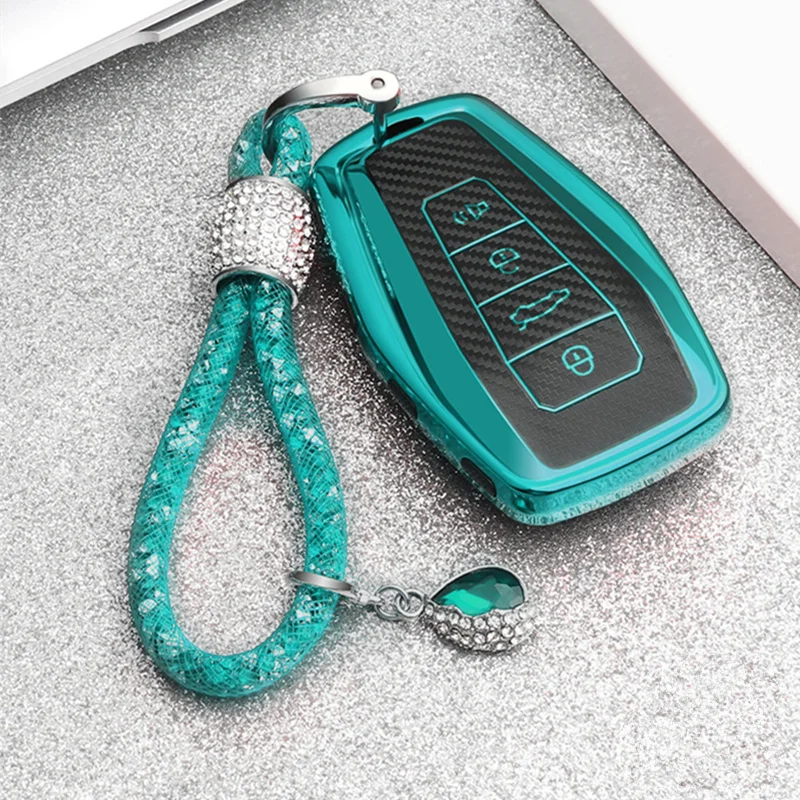 

4Buttons TPU Carbon Fiber Car Key Cover Case For Geely Coolray 2019-2020 Auto Smart Remote Key Protective Case Shell Accessories