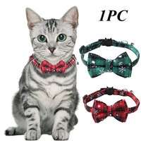 christmas 1pc puppies cat neck detachable with bell snowflake adjustable bowknot tie pet collar pet accessories