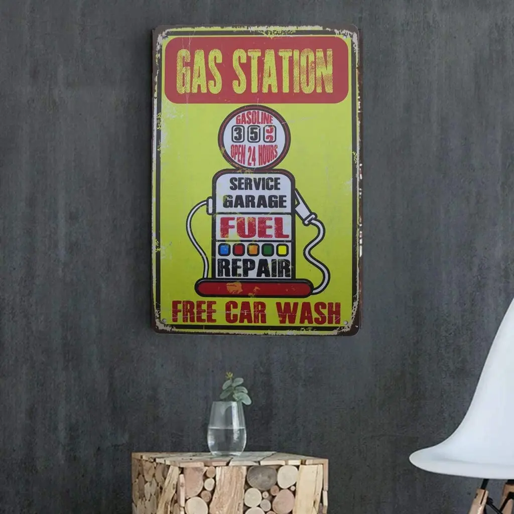

AIQIBAO Metal Vintage Tin Sign Decor-Fuel Gas Station for Garage Bar Pub Shop Funny Retro Wall Art Sign 12X 8