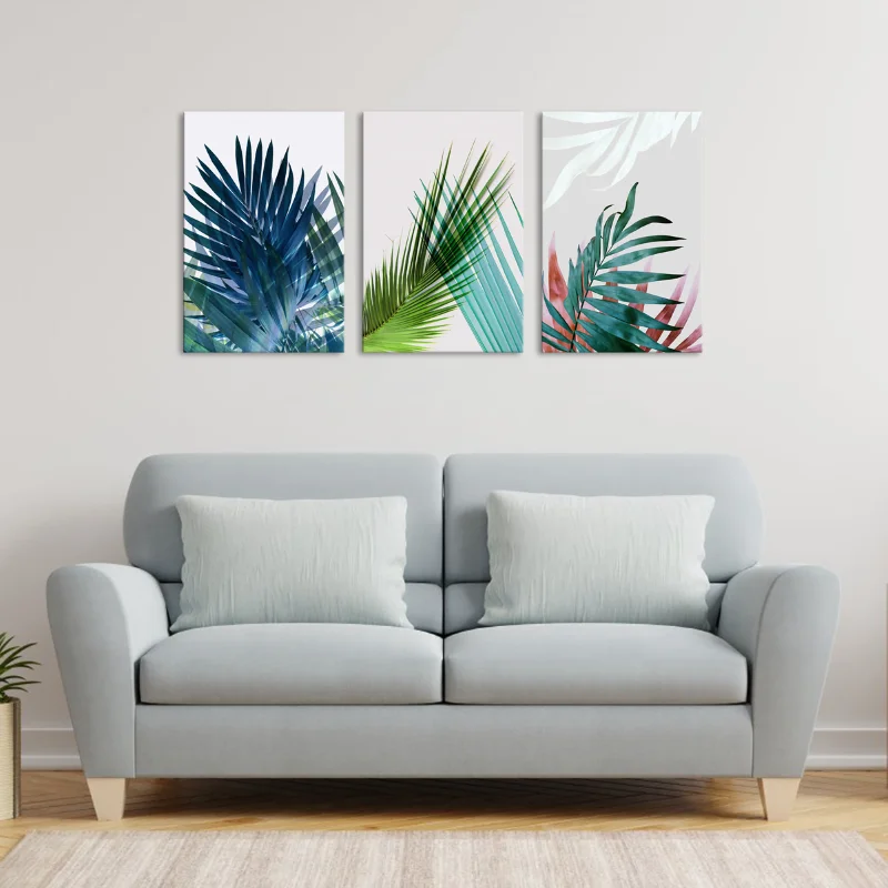 

Abstract Green Plant Leaves Wall Picture Poster Modern Style Painting on Canvas Art of The Living Room Original Design