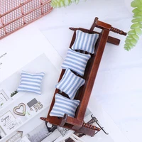 2022 112 miniature doll house wooden sofa with 5 pillows for dolls children dollhouse accessories