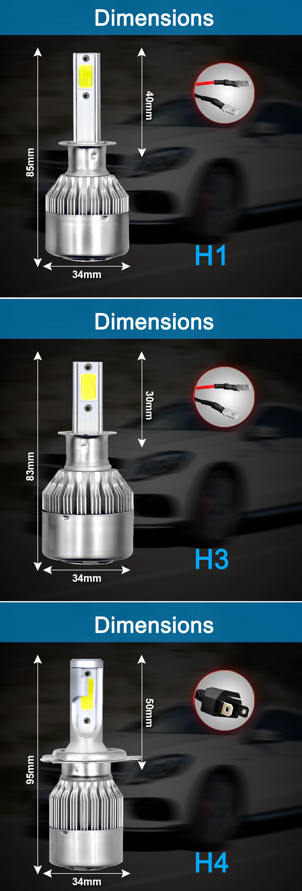 Светодиодный H7 авто лампы H4 светодиодный фар автомобиля свет H11 H1 H3 H13 880 9004 9005 9006 9007 9003 HB1 HB2 HB3 HB4 H27 6000 К фары