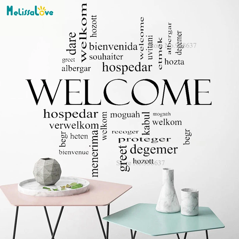 

Надпись с поддержкой языка, настенная наклейка, декор для офиса, бизнеса, магазина, добро пожаловать на множество языков, s виниловая наклейк...